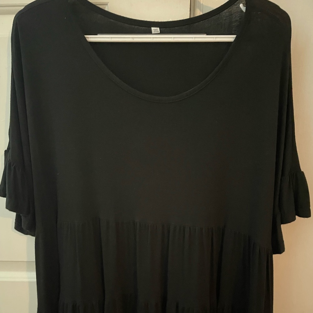 Rainlin Women Casual Plus Size Summer Tops Ruffle Short Sleeve Tunic Shirt